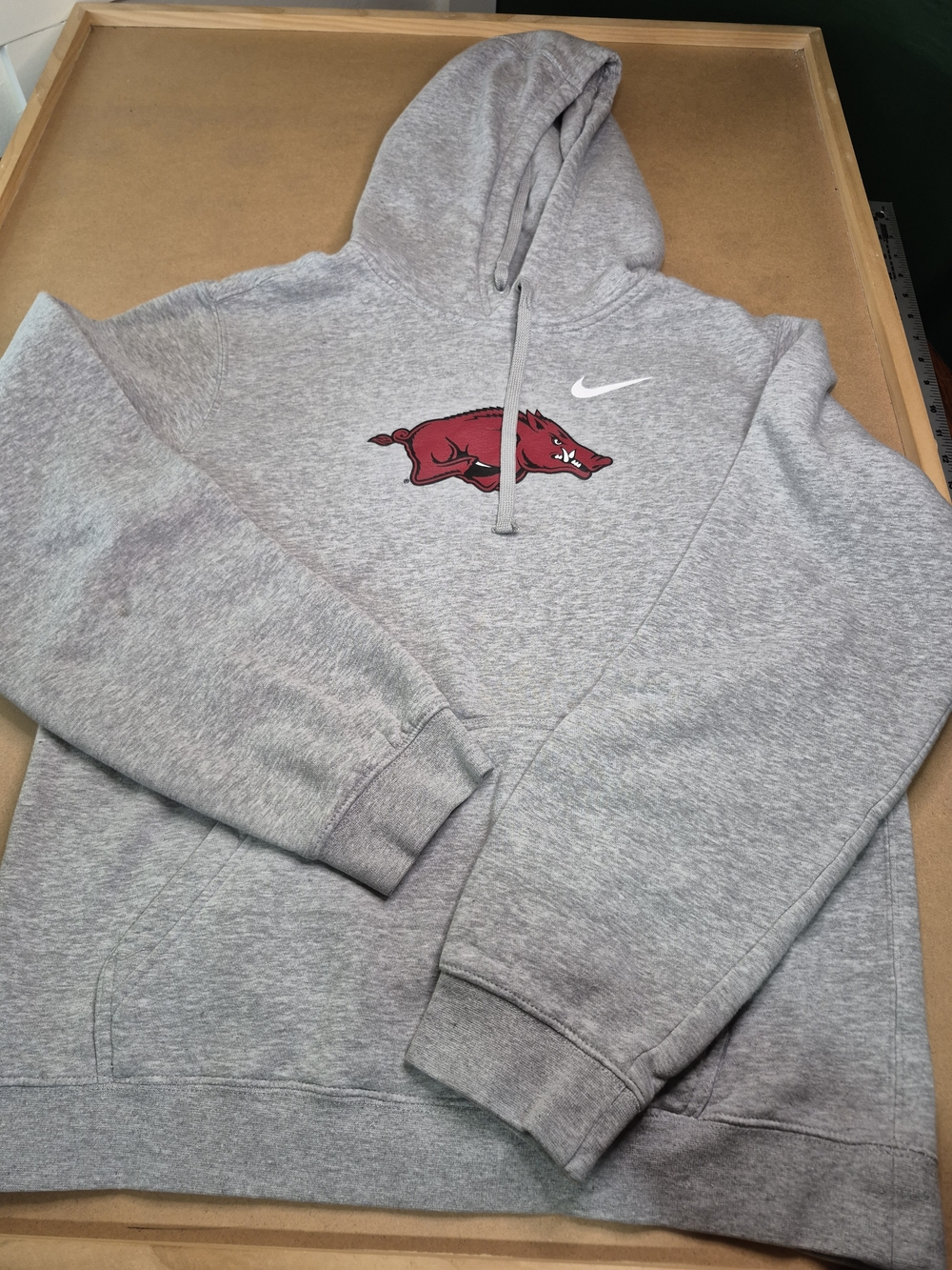 Nike Gray Pullover Hoodie with Red Razorback Logo 3392/379